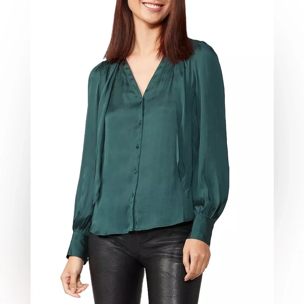 CLEOBELLE DARK SPRUCE BLOUSE - Picture 1 of 9